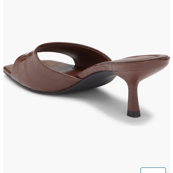 Open Edit Brown Croco Charlie Heel Sandal - Picture 3 of 6